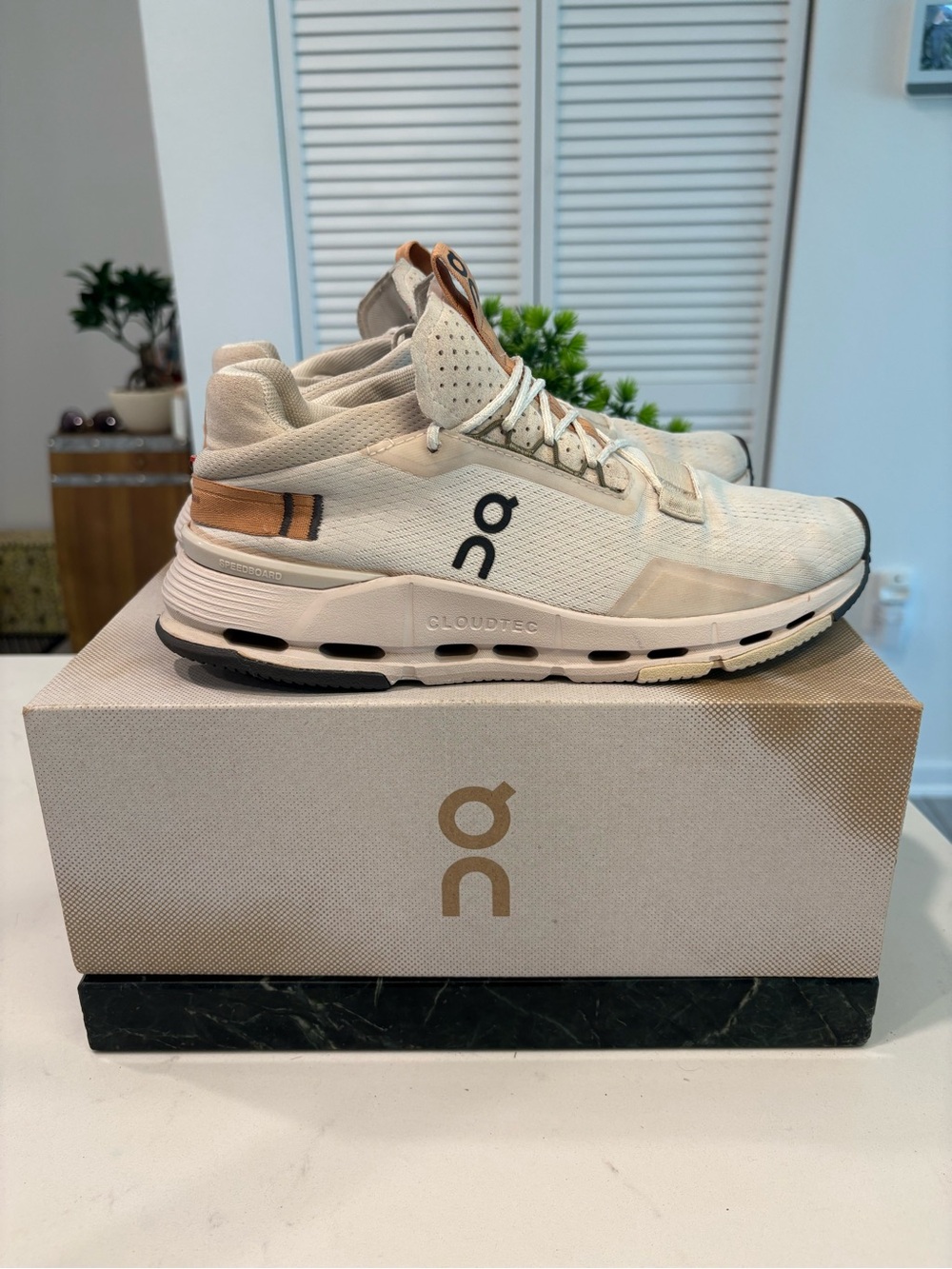 On Running Cloudnova Athletic Shoes in Cream and Tan